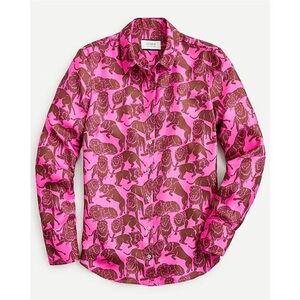 J. Crew Collection Silk Twill Shirt in Sleepy Lions Print